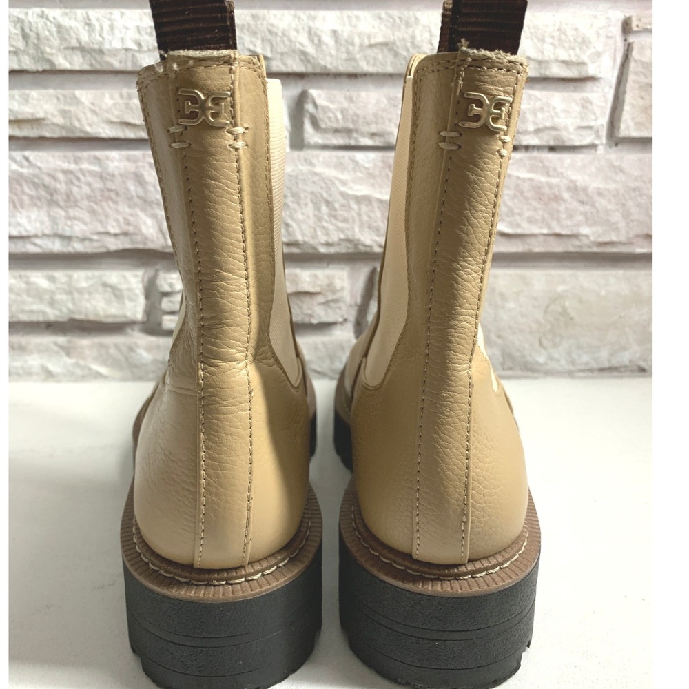 Sam Edelman Beige Leather Chelsea Lug Sole Ankle Boots - Picture 4 of 13
